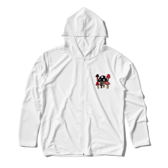 (両面プリント)きのこドライジップパーカー - L - ホワイト