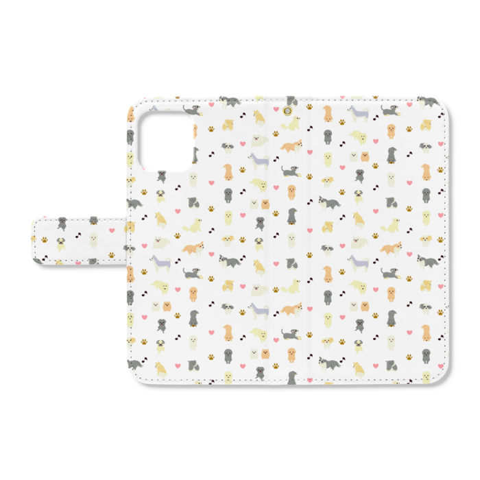 手帳型iPhoneケース　iPhone 11Pro　ベルトあり＋穴あり　白