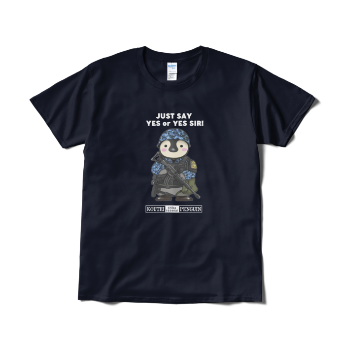 肯定しかさせないペンギンTシャツ - L - ネイビー