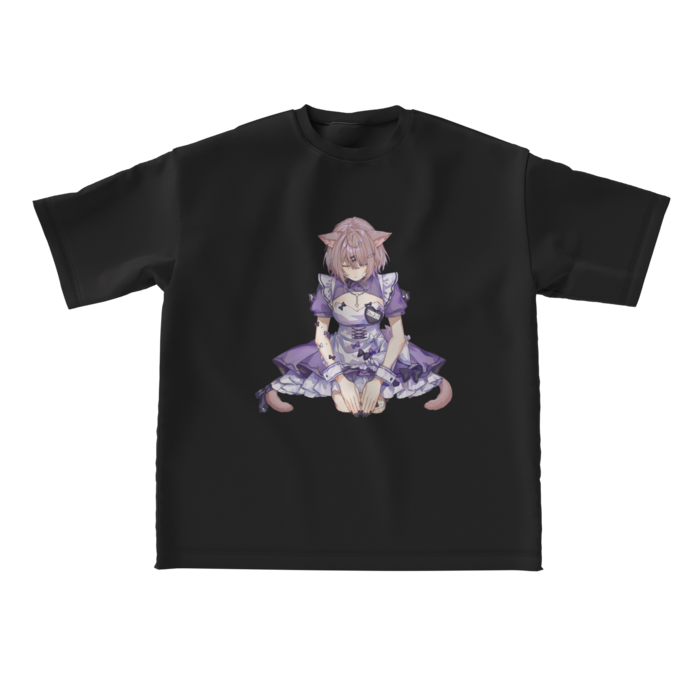 【塗りこみ】ビッグシルエットTシャツ【黒/L】