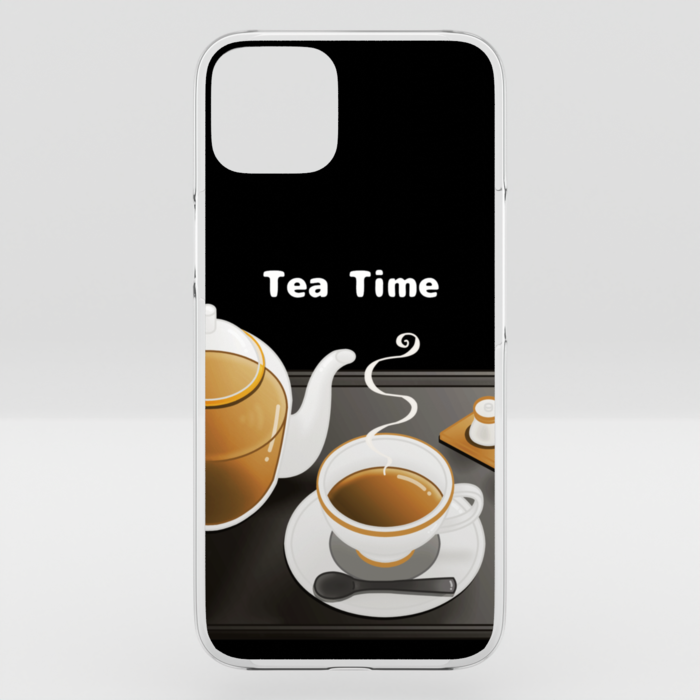 クリアiPhoneケース　紅茶×黒背景　iPhone 14Plus