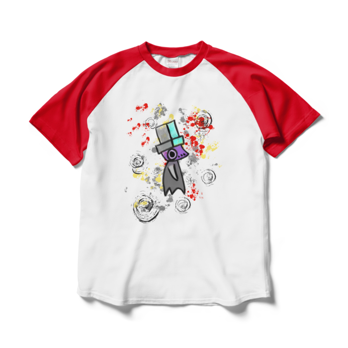 ラグランTシャツ - L - ホワイト×レッド