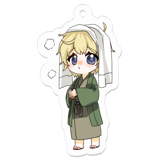 温泉らいむ(たおる湯気あり) - 50 x 50 (mm)