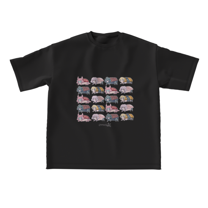 ビッグシルエットTシャツおすしL(黒)