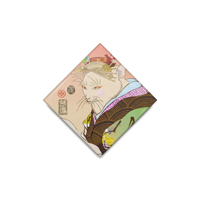 猫花魁① 缶バッジ - ひし形