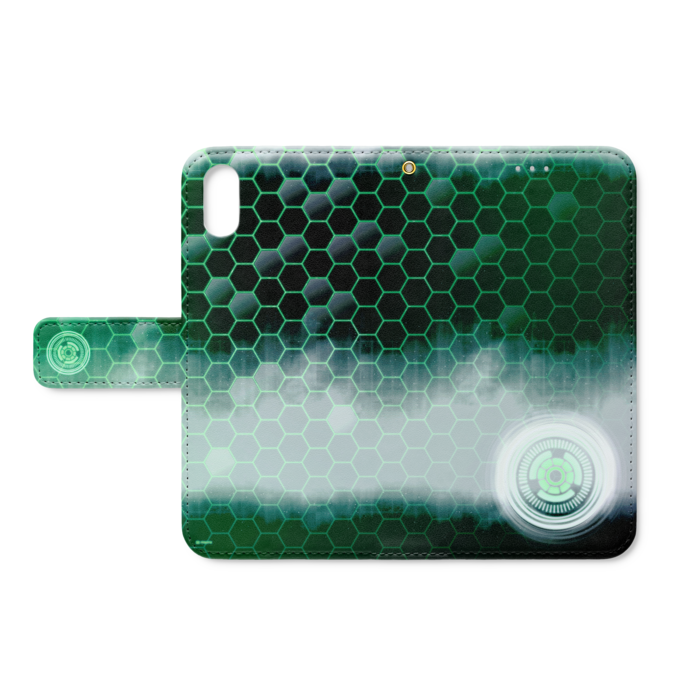 【手帳型iPhoneX用カバー】CyberModel_green