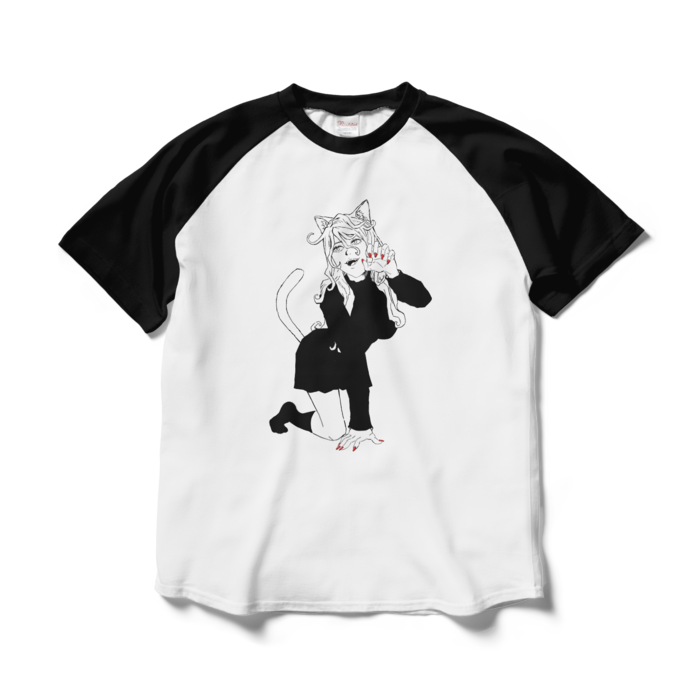 ラグランTシャツ - L - ホワイト×ブラック