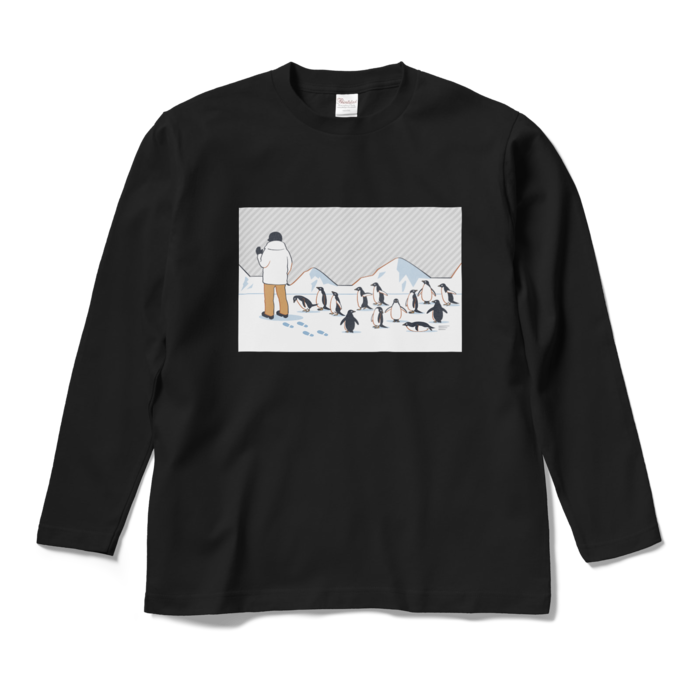 ロングスリーブTシャツ　灰色×黒色　M