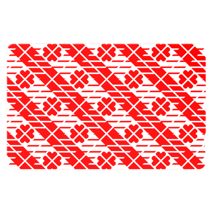 四葉＆チェック柄のICカードステッカー(レッド系)