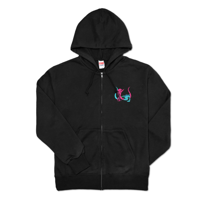 ジップパーカー - M - 左胸（ブラック）