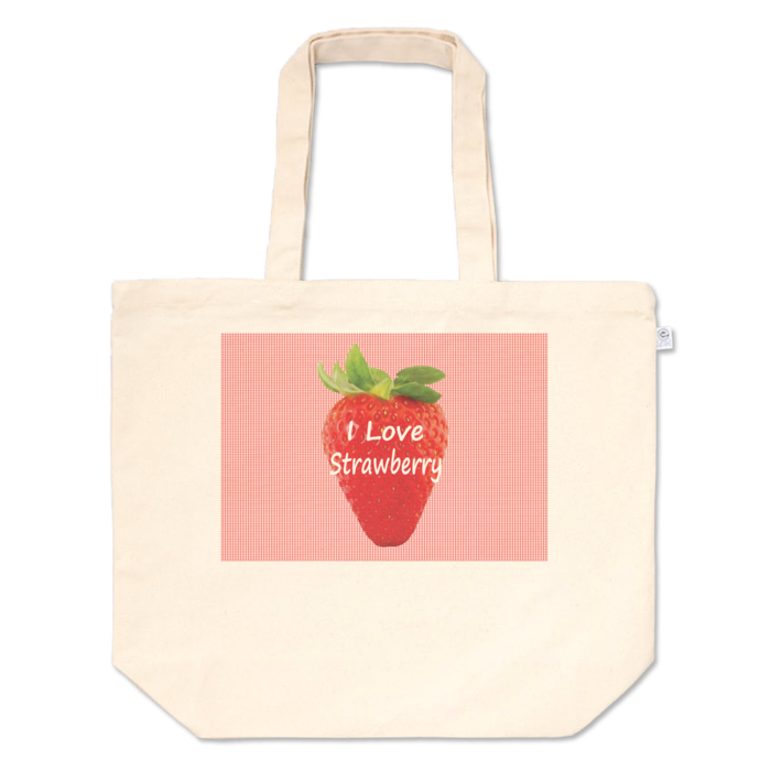 トートバッグ - L‐I love strawberry レッドグリッド