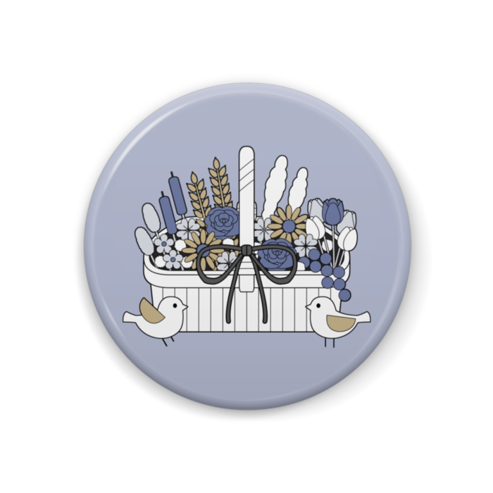 缶バッジA　円形　くすみブルー　直径44mm