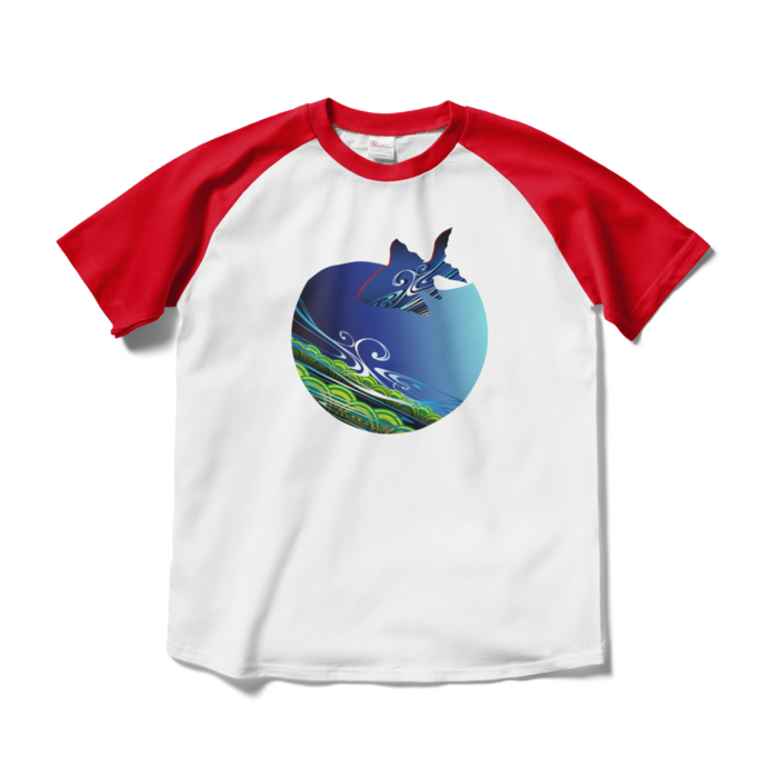 ラグランTシャツ - M - ホワイト×レッド