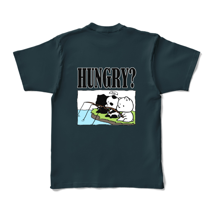 「HUNGRY？」カラーTシャツ - XL - デニム (濃色)