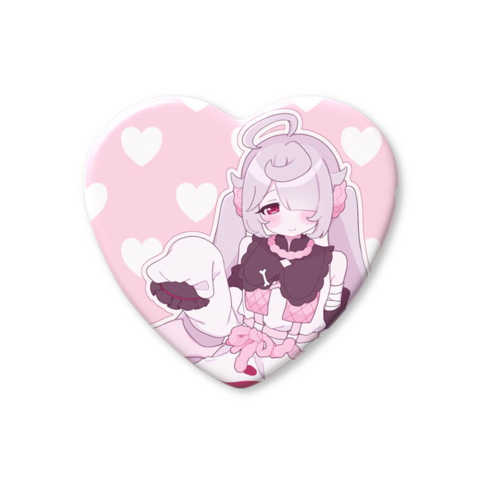 ハート缶バッジ - 52.5 × 57mm