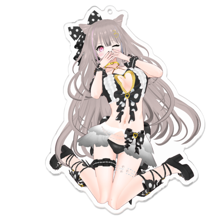 恥ずかしがり♡Black ver.アクリルキーホルダー(通常版)(embarrassing♡Black ver. keychain standard)- 100 x 100 (mm)