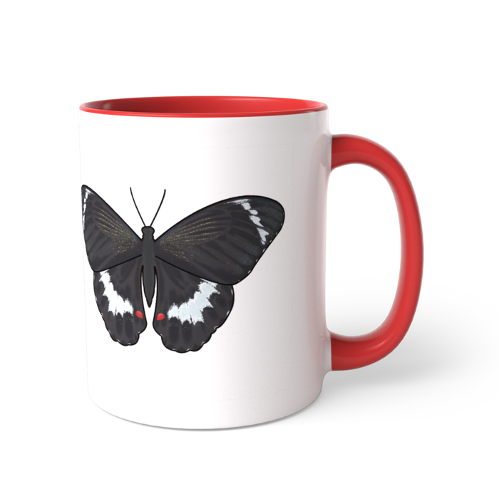 蝶柄マグカップ - レッド