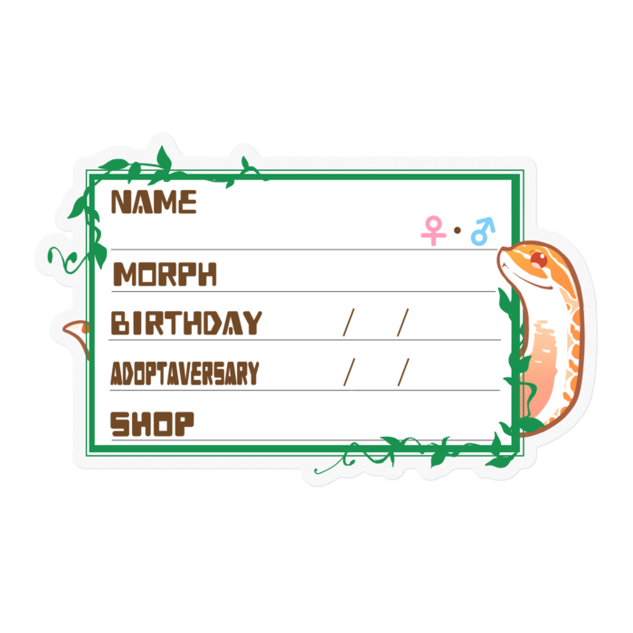 【🐍お名前ステッカー】シシバナ(アルビノ) ‐ツタ(英語)