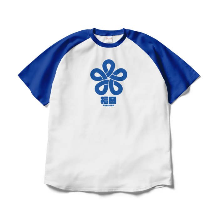 ラグランTシャツ - XL - ホワイト×ロイヤルブルー