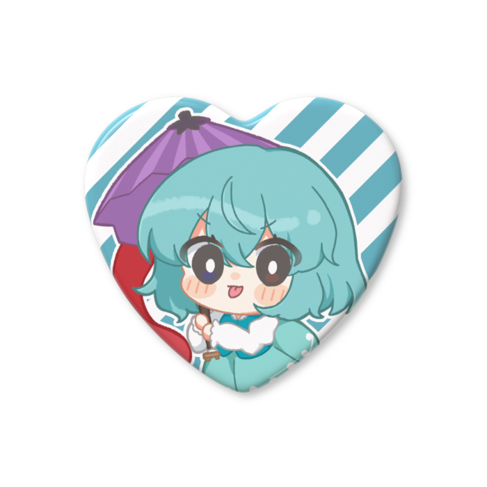 ハート缶バッジ - 57 × 52.5mm