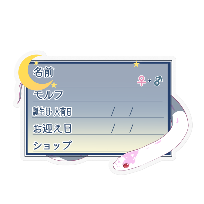 【🐍お名前ステッカー】カリキン(アルビノハイホワイト) ‐夜