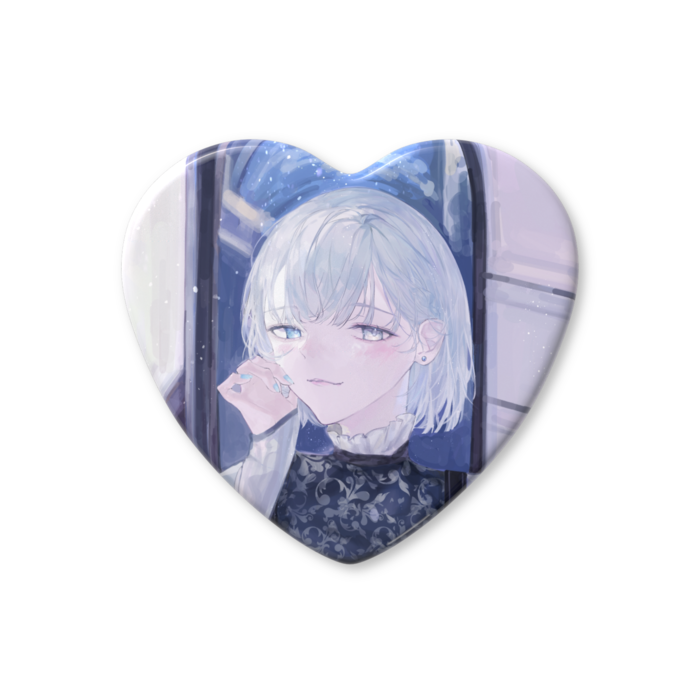 ハート缶バッジ - 57 × 52.5mm