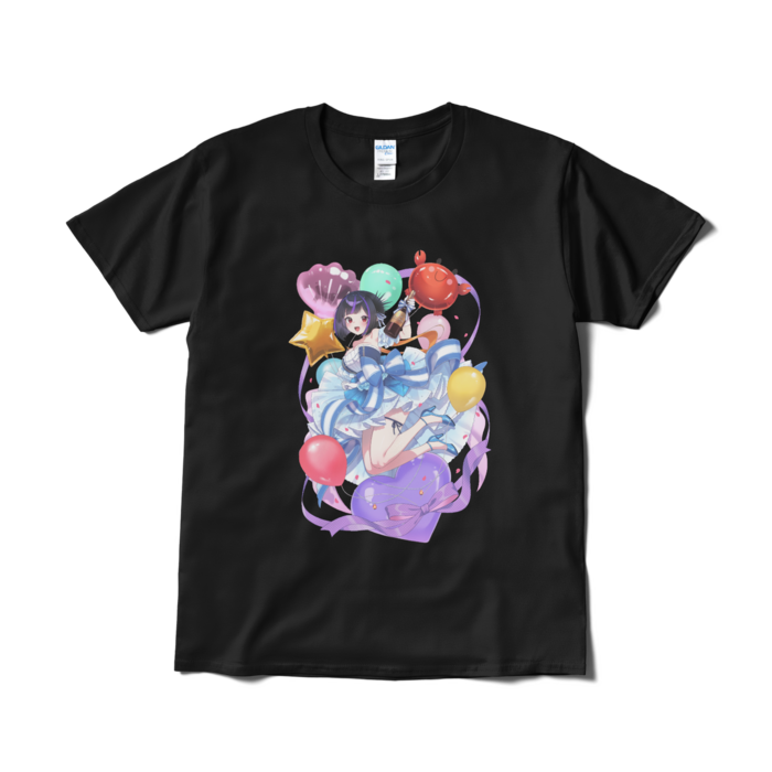 前面にうに子ドーン Tシャツ(短納期) - L - ブラック
