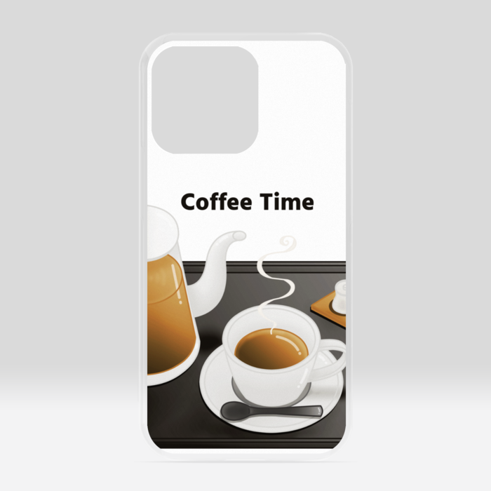 クリアiPhoneケース　珈琲×白背景　iPhone 13Pro