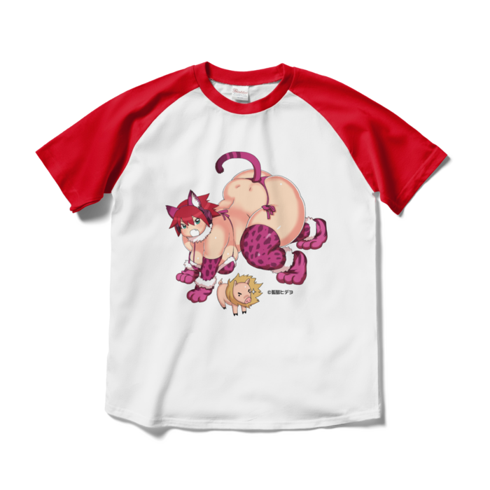 ラグランTシャツ - M - ホワイト×レッド