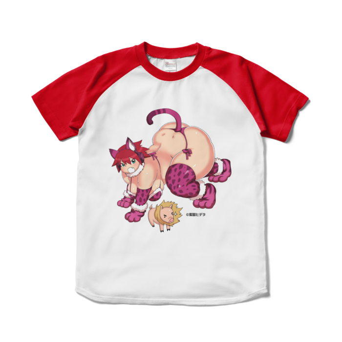 ラグランTシャツ - S - ホワイト×レッド