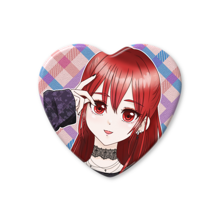 ハート缶バッジ - 57 × 52.5mm