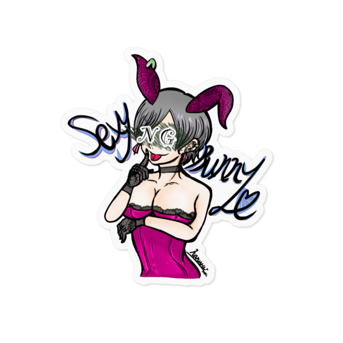 pinkbunnyステッカー - 100 x 100 (mm)