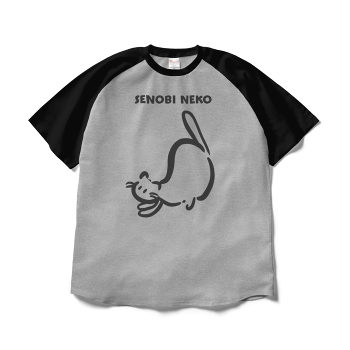 ラグランTシャツ - XL - 杢グレー×ブラック