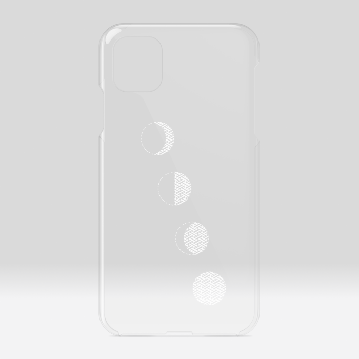 クリアiPhoneケース・文様月・白：iPhone11