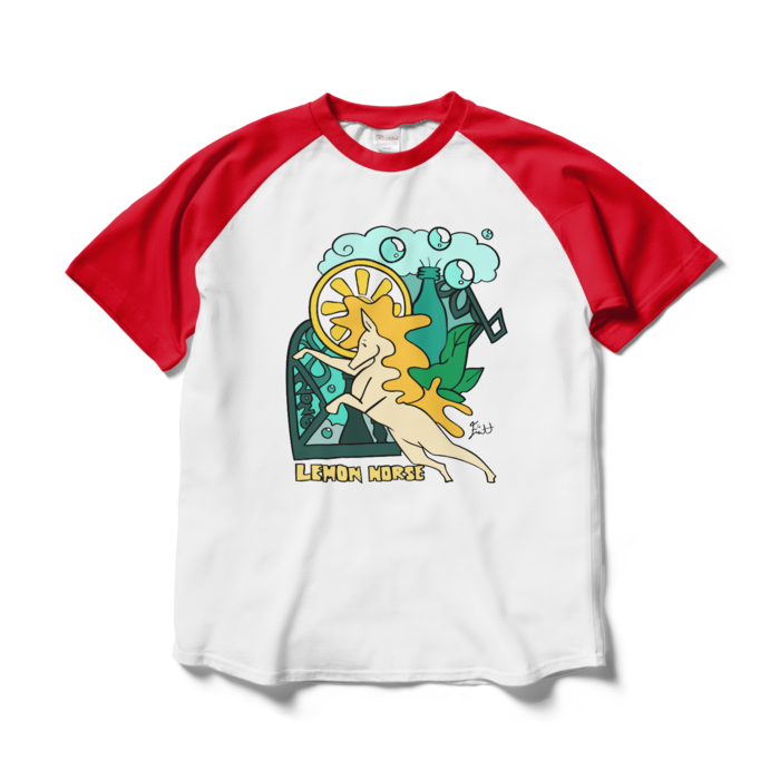ラグランTシャツ - L - ホワイト×レッド