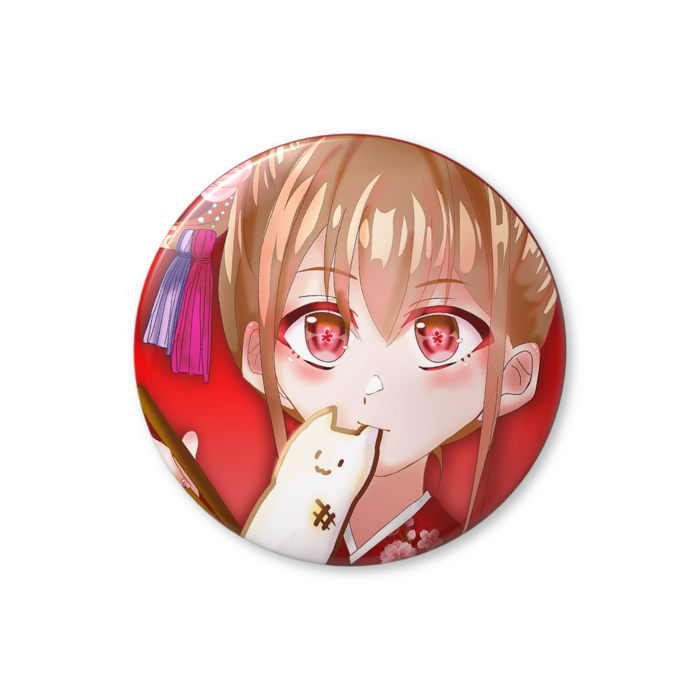 餅食ってる少女　缶バッジ（バリュー） - 76mm