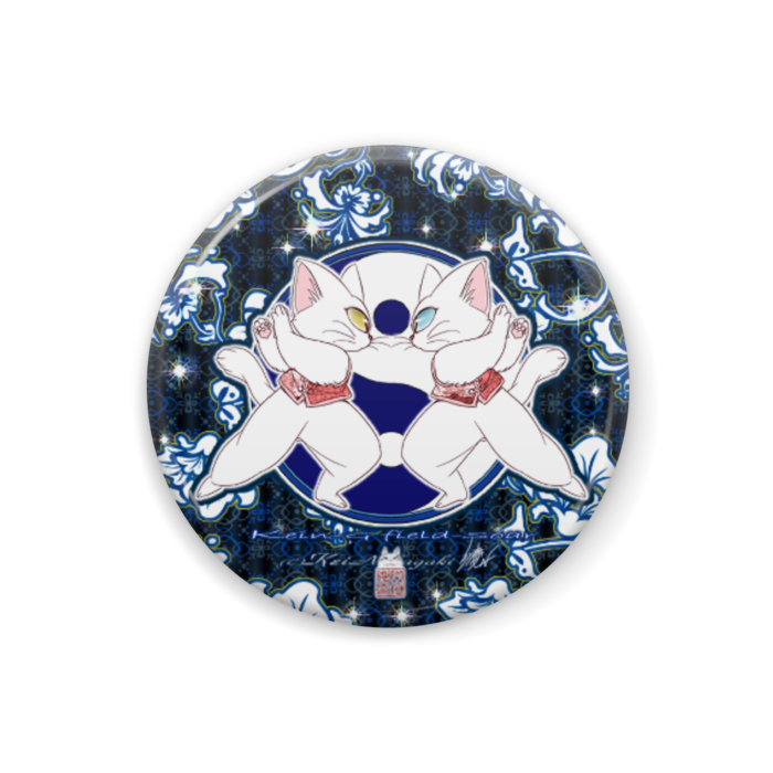 缶バッチ直径32mm-藍花と陰陽猫