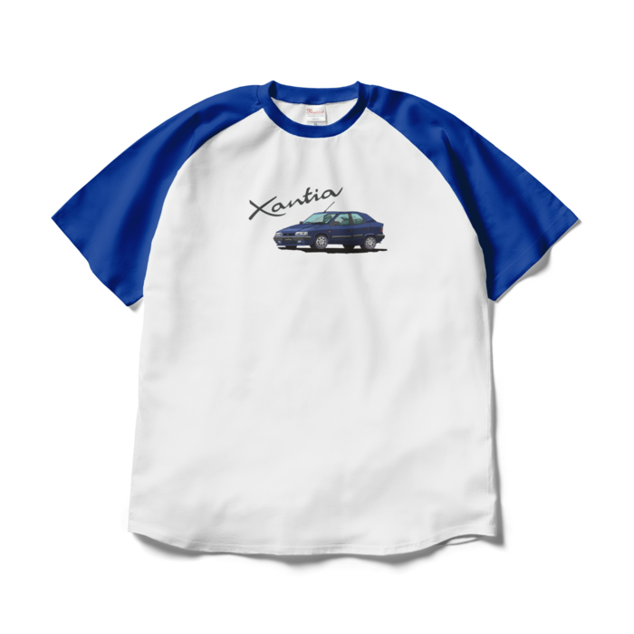 ラグランTシャツ - XL - ホワイト×ロイヤルブルー