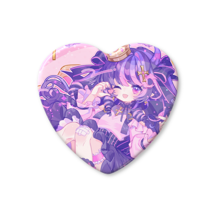 ハート缶バッジ - 57 × 52.5mm