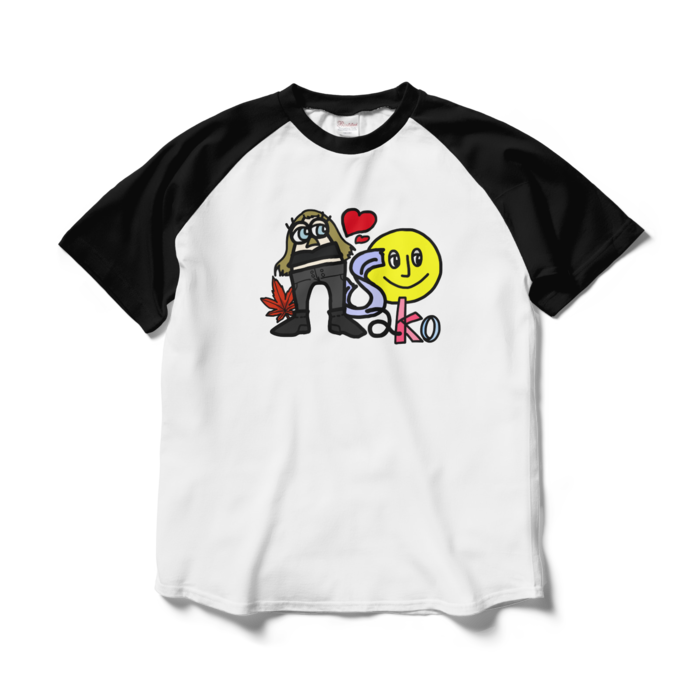 ラグランTシャツ(type-A) - L - ホワイト×ブラック