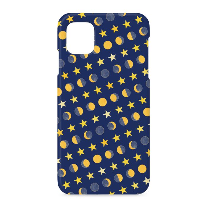 iPhoneケース・月と星・紺:iPhone 11 - 側面あり