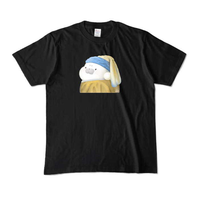 あざらし（ホワイト）カラーTシャツ - M - ブラック (濃色)