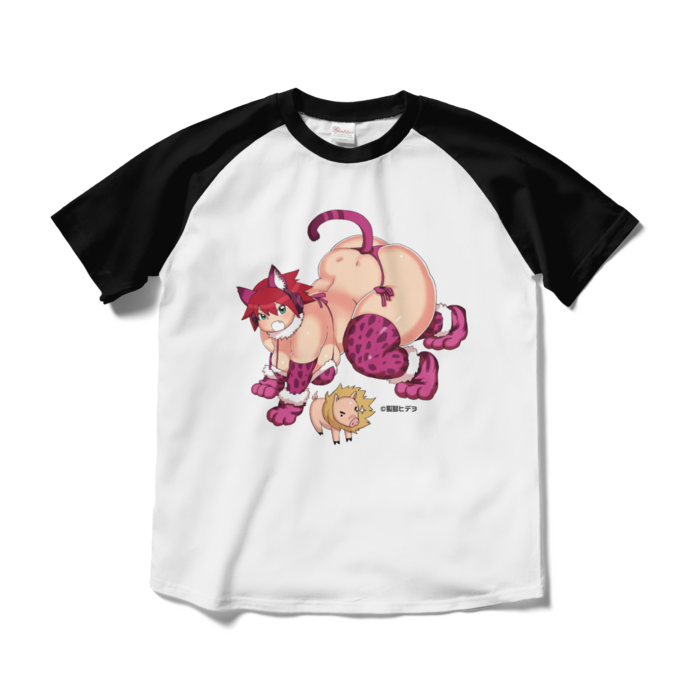 ラグランTシャツ - M - ホワイト×ブラック