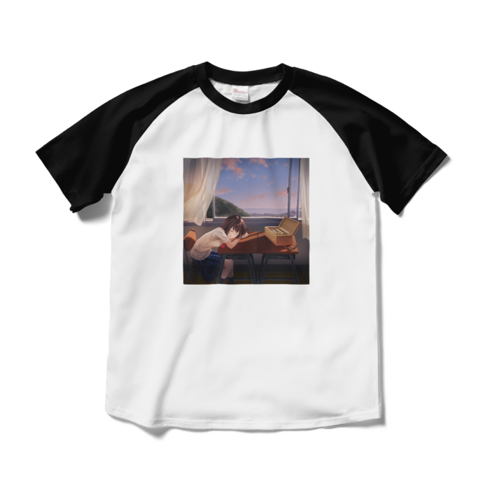 ラグランTシャツ - M - ホワイト×ブラック