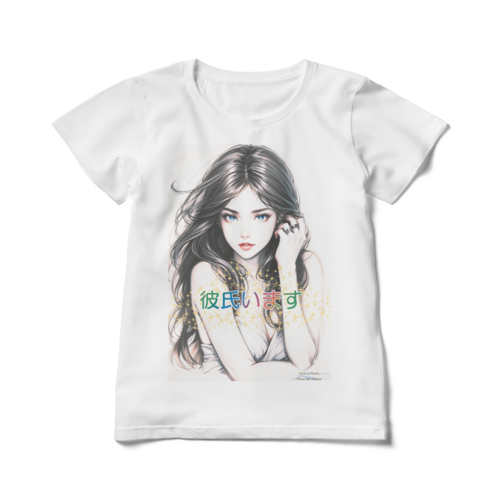 (両面プリント)男よけナンパ除けTシャツ「彼氏います」Elegant Woman / Dream Woman レディースTシャツ - L(製品への表記はWL) - 白