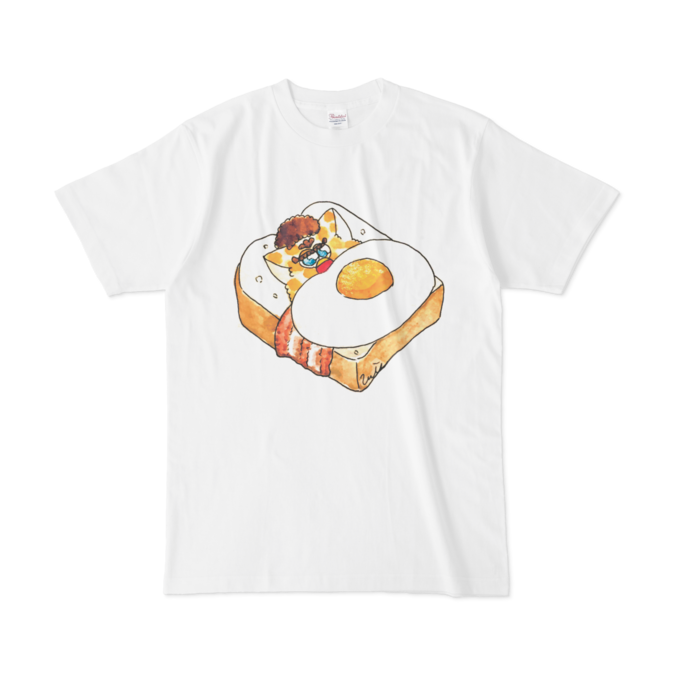 ベーコンエッグのお布団Tシャツ - L - 白