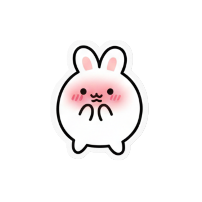 ステッカー （うさもっち赤面）- 100 x 100 (mm)