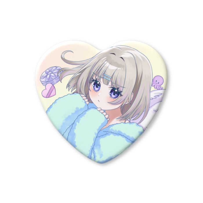 ハート缶バッジ - 57 × 52.5mm