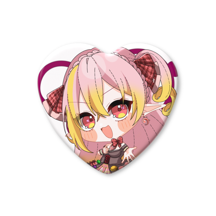 ハート缶バッジ - 57 × 52.5mm