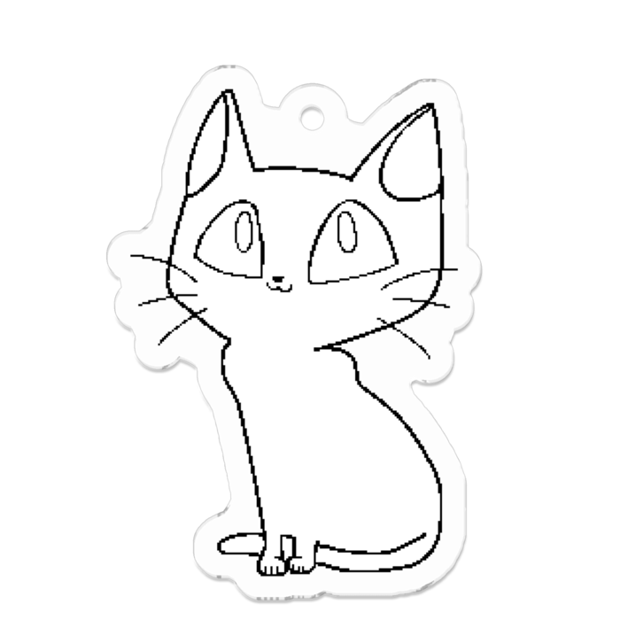アクリルキーホルダー（コーティング） - 50 x 50 (mm)　ねこ